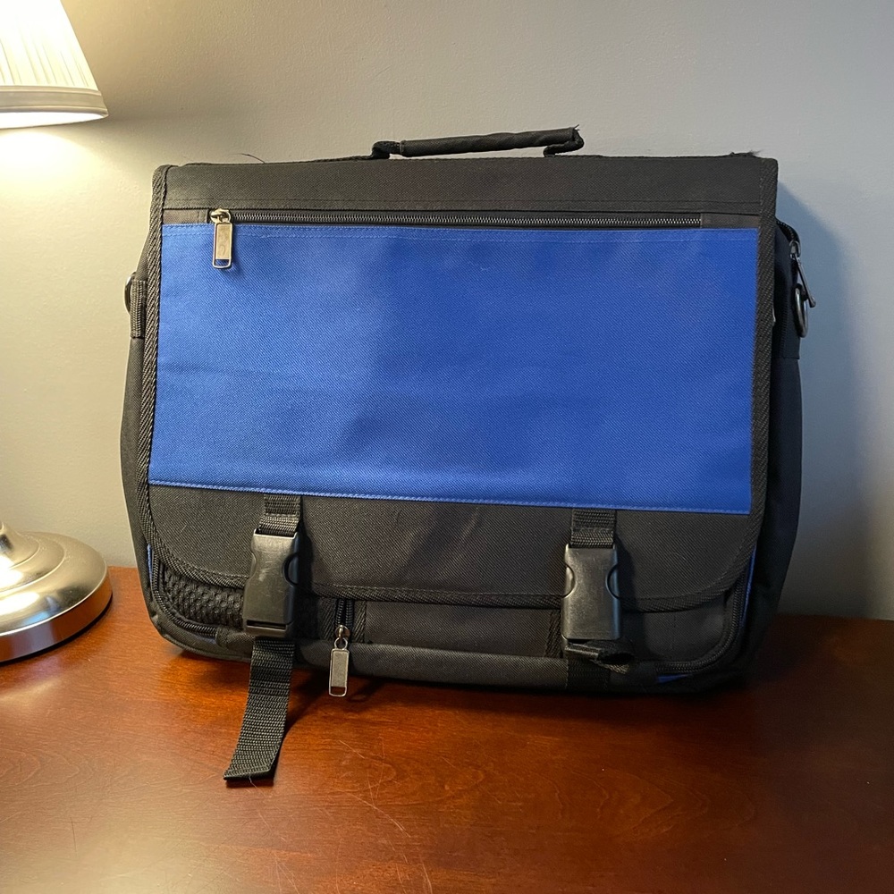 Blue and Black Laptop Carrying Bag